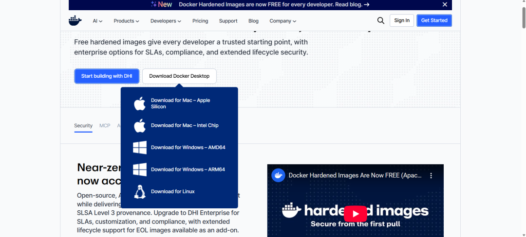 Docker download page